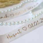 2 cm Grogren Kurdele | Söz Nişan Kurdelesi (Dökülen İncili / Dökülmeyen İncili / İncisiz Seçeneği İle)