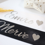 Kişiye Özel Takı Kurdelesi Siyah/Beyaz (İsimli ♥)