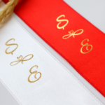 Kişiye Özel Takı Kurdelesi Kırmızı/Beyaz (Harf Kalpli Sonsuzluk Harf)