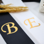 Kişiye Özel Takı Kurdelesi Siyah/Beyaz (Tek Baş Harf)