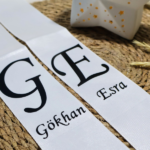 Kişiye Özel Takı Kurdelesi Beyaz/Beyaz (Baş Harf + İsim)