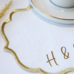 Söz Ve Nişan Için Damat Kahve Peçetesi (Kumaş Kokteyl Peçete) Baş Harfli Düz Yazı (British)