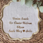 Söz Ve Nişan Için Damat Kahve Peçetesi (Kumaş Kokteyl Peçete) Benim Sende Bir Ömür Hatrım Olsun (Lobster)