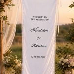 KARŞILAMA PANOSU - Dantelli Beyaz Şifon (70 x 200 cm)